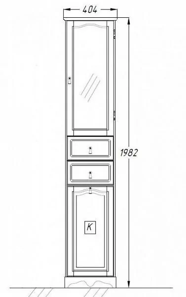 Пенал Opadiris Риспекто 40 L с бельевой корзиной, слоновая кость