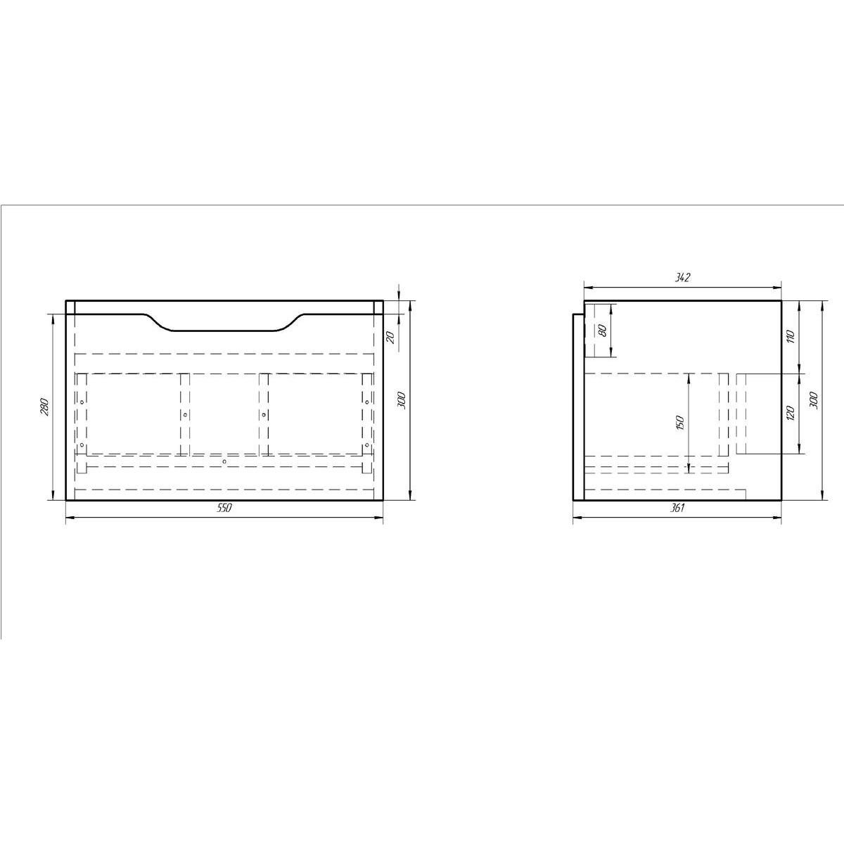 Тумба с раковиной подвесная Dreja Tiny 60 см, белый