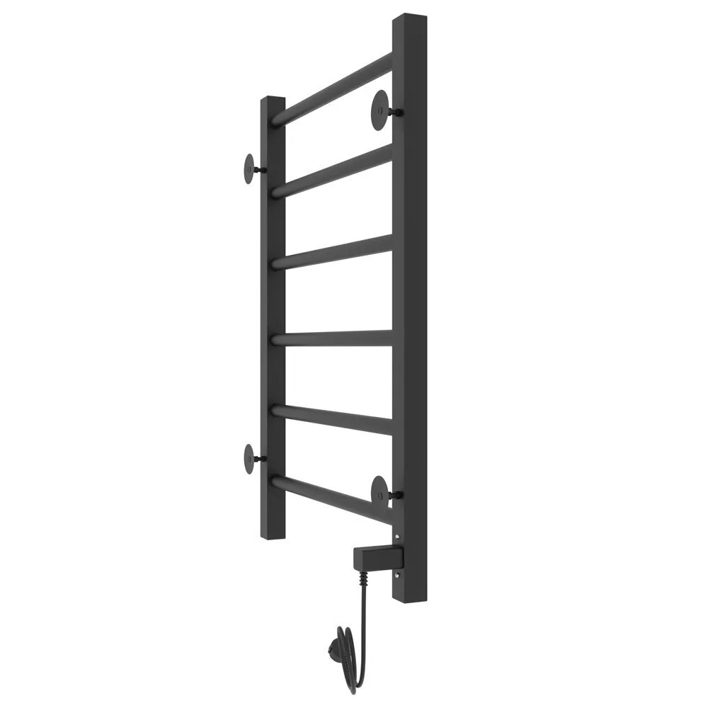 Полотенцесушитель электрический Laris Феличия ЧКЧ П6 400х600 с терморегулятором, левый, черный матовый