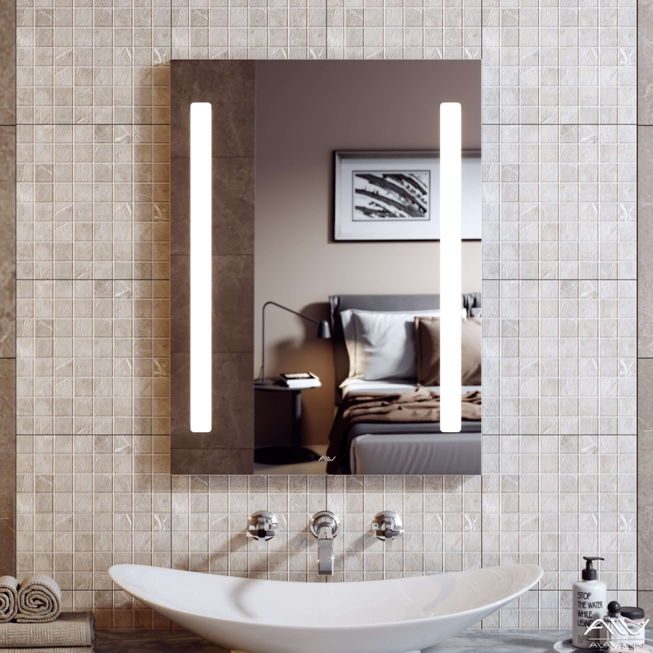 Зеркало Alavann Neve Duo 60 свет, кнопочный выключатель