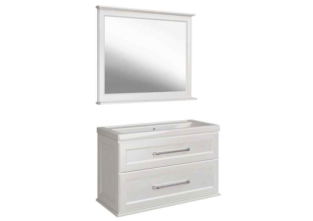 Мебель для ванной ASB Woodline Венеция 100 комплект, подвесной, белый, хром