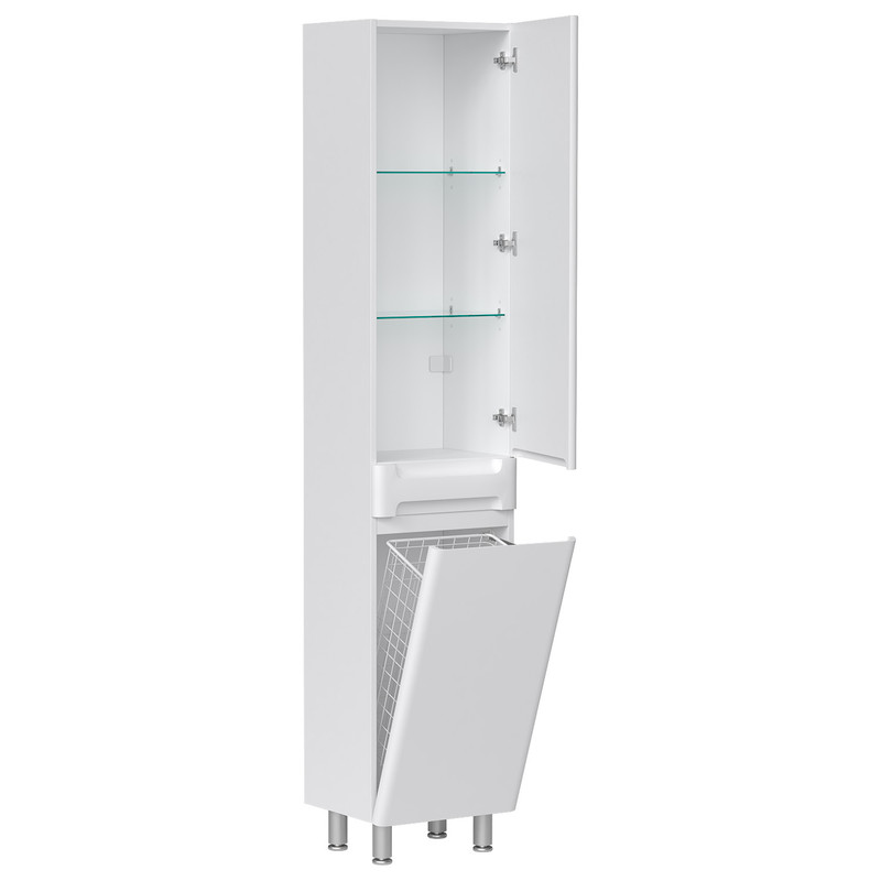 Пенал EQUIL Nice 40 напольный с корзиной L/R белый