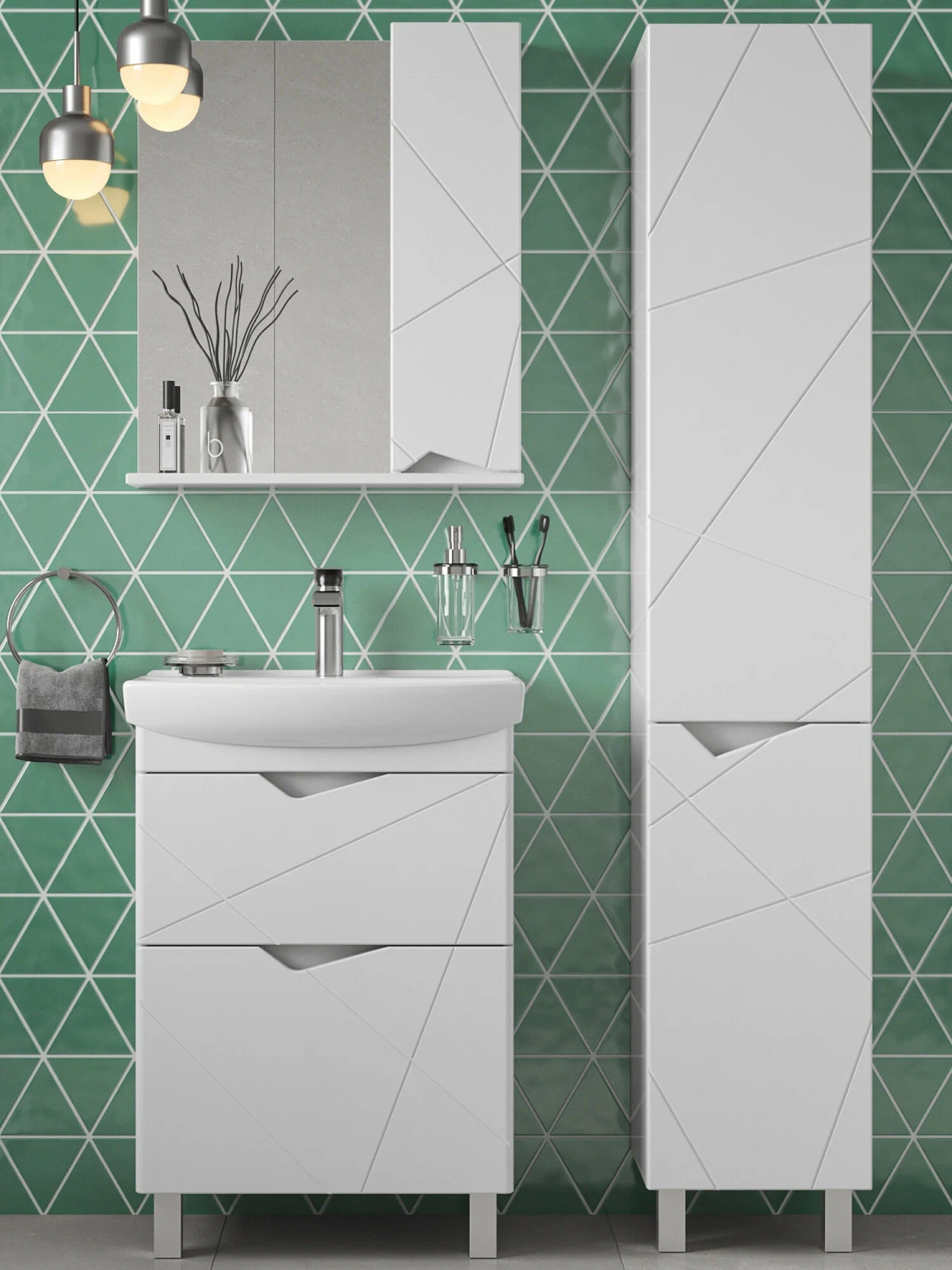 Тумба напольная SanStar Линни 60 с раковиной Клермонт 60, белая