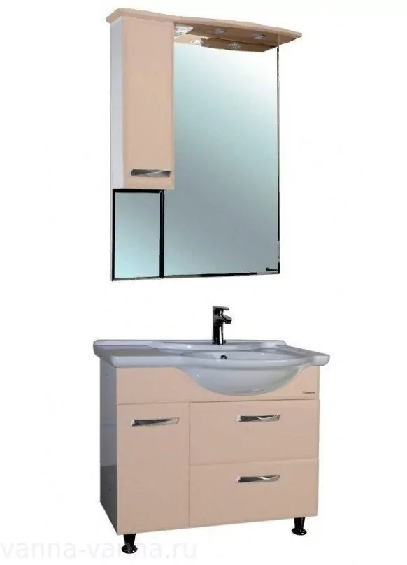 Зеркало с шкафчиком Bellezza Балтика 90 L свет, бежевый