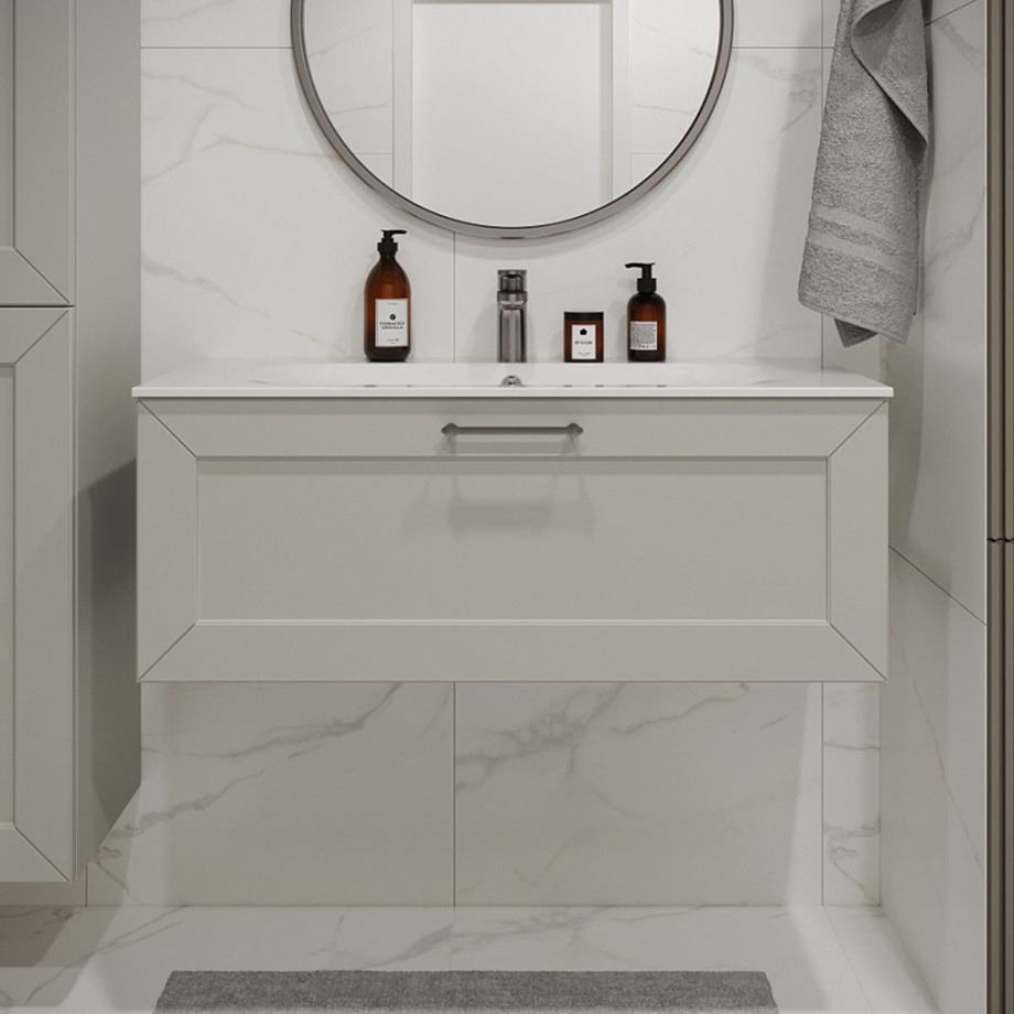 Тумба с раковиной подвесная (100 см) Terminus Victoria VIC101001900301O, белый