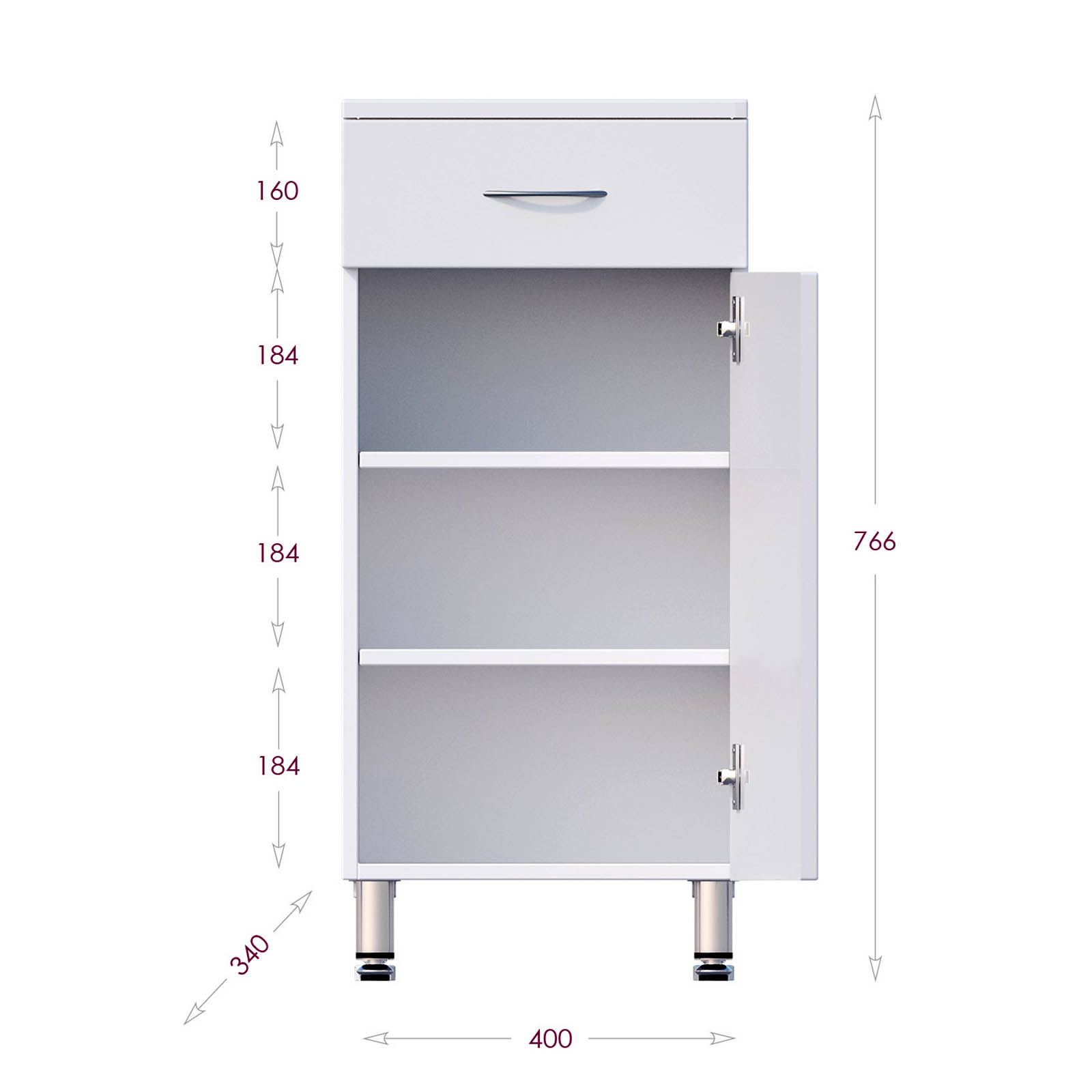 Тумба-комод Onika Каприз 40 напольный, белый, правый