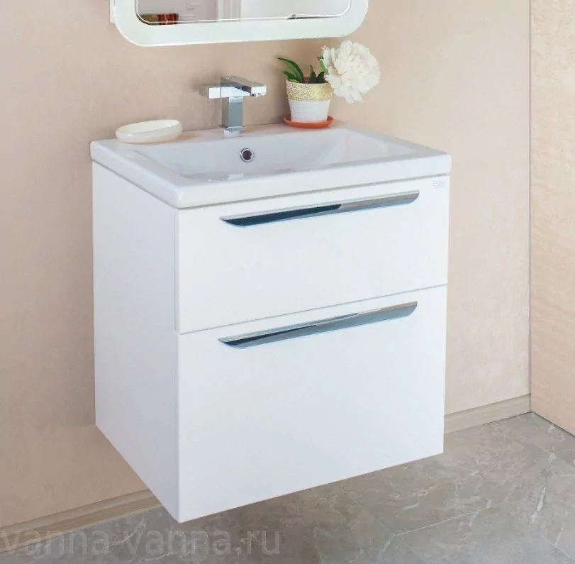 Тумба с раковиной Vanda Lux 60 Alavann подвесная, белая
