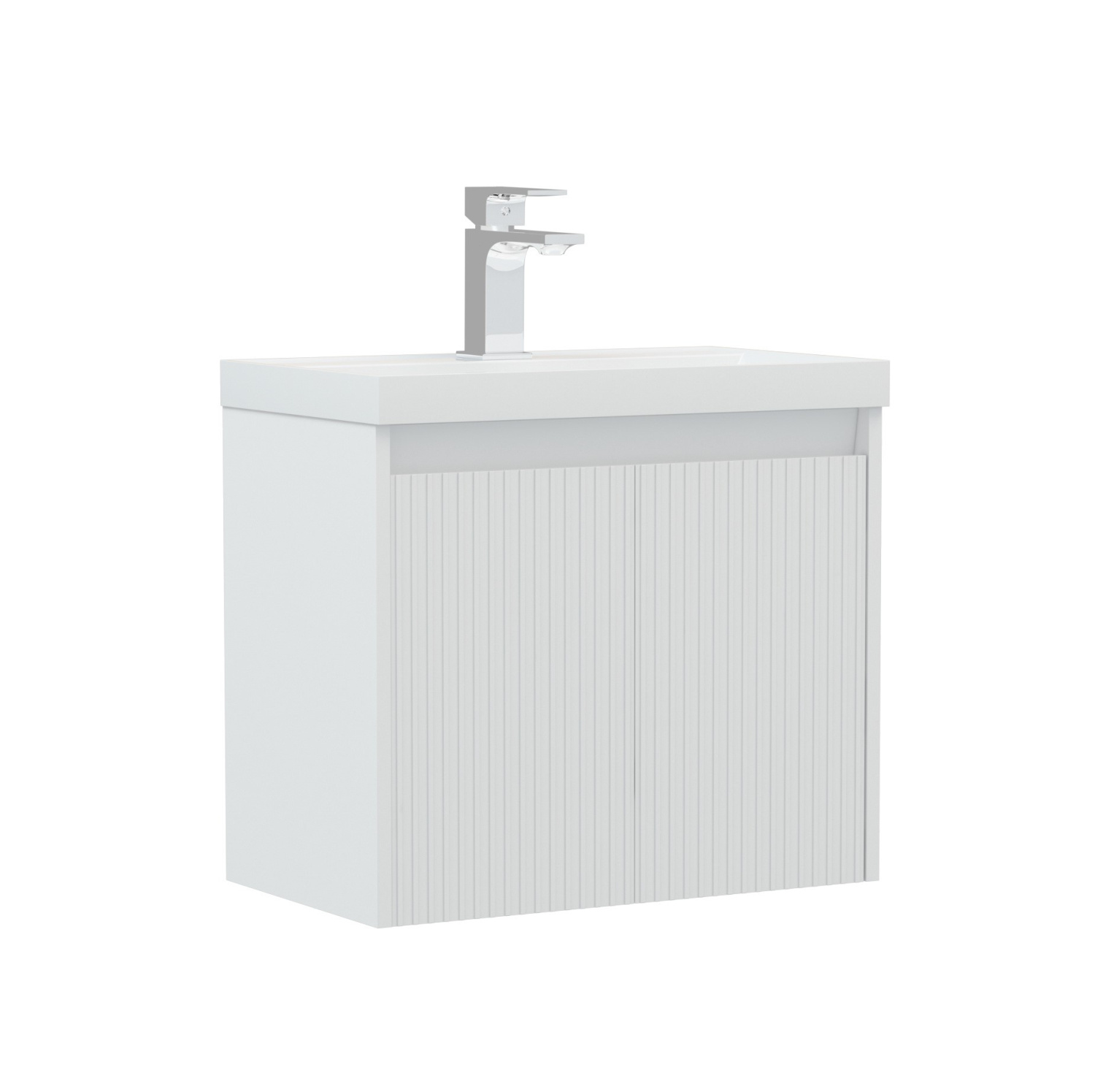 Тумба подвесная Corozo Блисс 60 с раковиной Classica Slim 60, белая