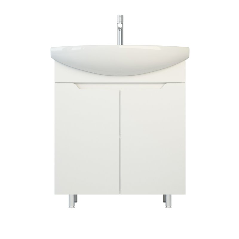 Тумба Emmy Агата 70 с раковиной Балтика 70 напольная, 2 двери, белая