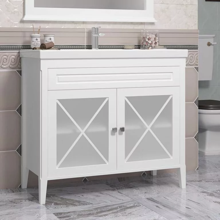 Мебель для ванной Opadiris Палермо 100 комплект, напольный, белый матовый