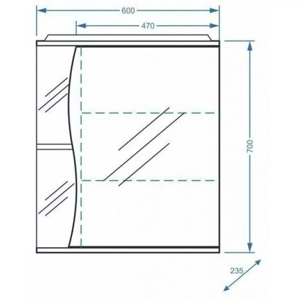 Зеркало-шкаф Stella Polar Волна Верея 60 R свет, белый