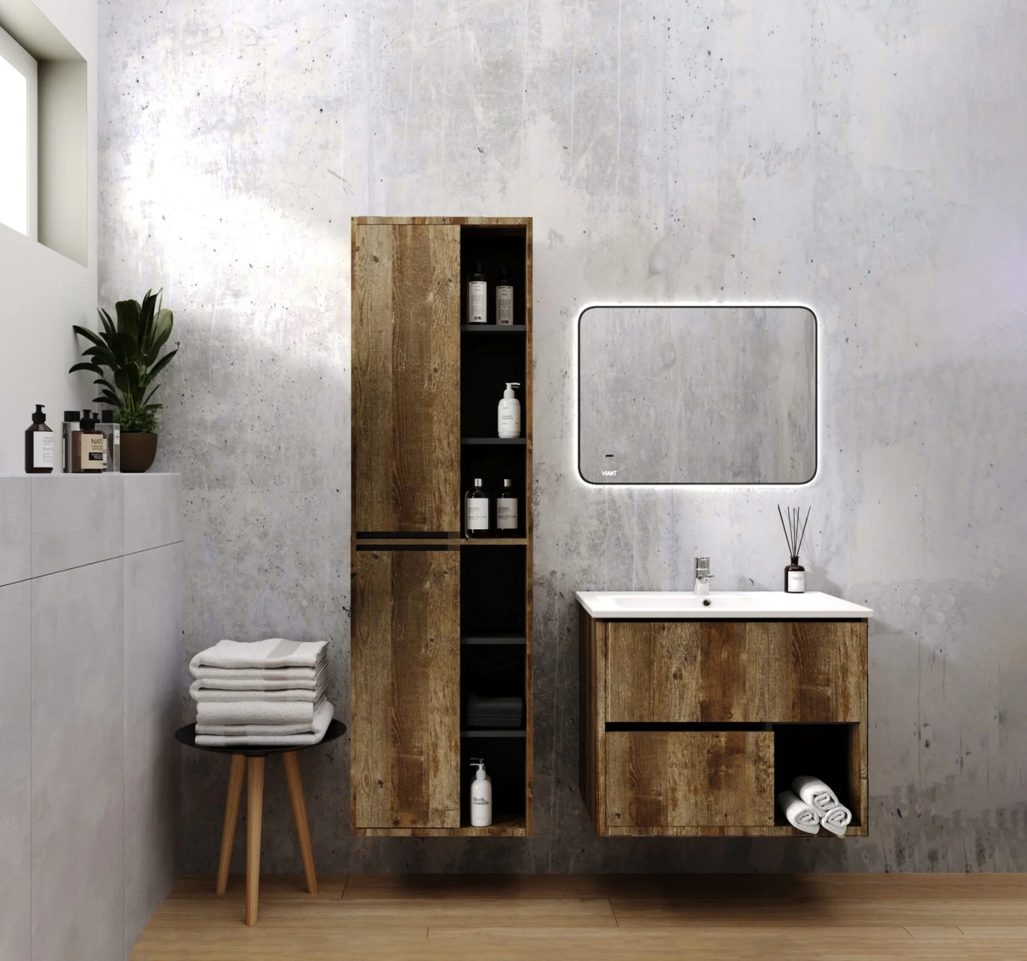 Пенал подвесной Viant Люксембург 50 L/R 2 двери, темное дерево