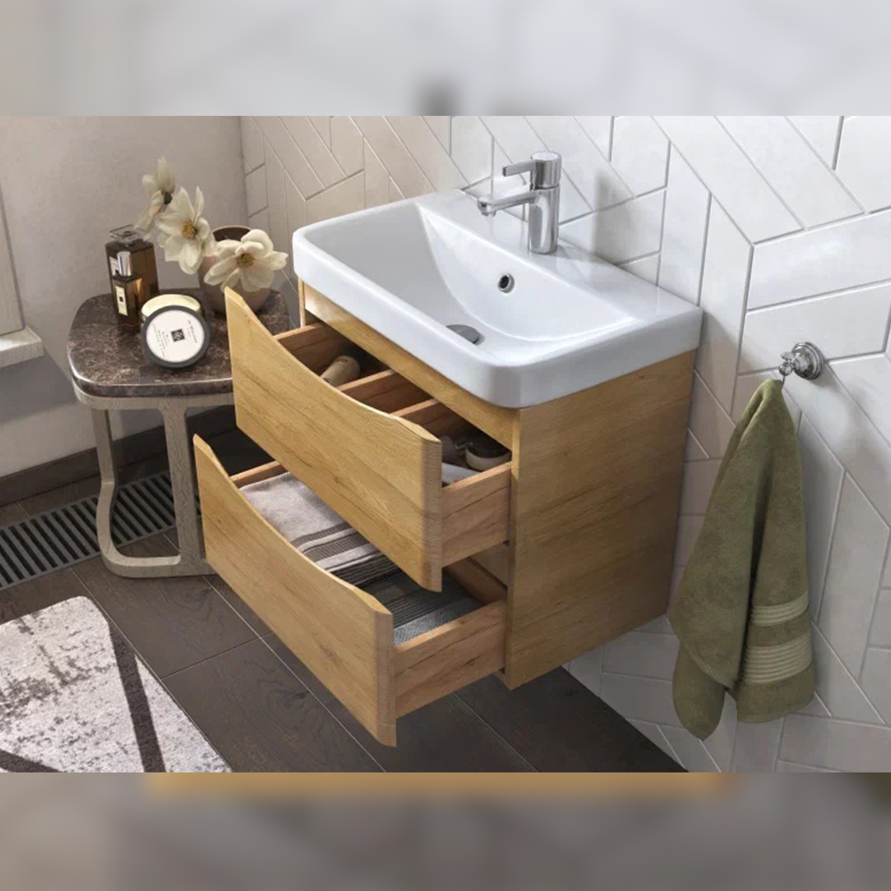 Тумба с раковиной подвесная Velvex Clay tp.CLA.9595.60.2Y дуб верона, 60 см