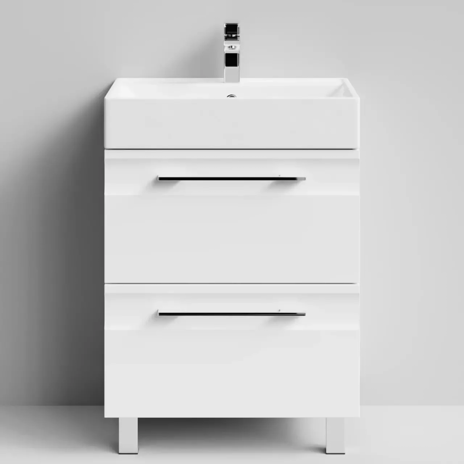 Тумба с раковиной Vod-ok Мальта 60 напольная, 2 ящика, белая + 13 цветов