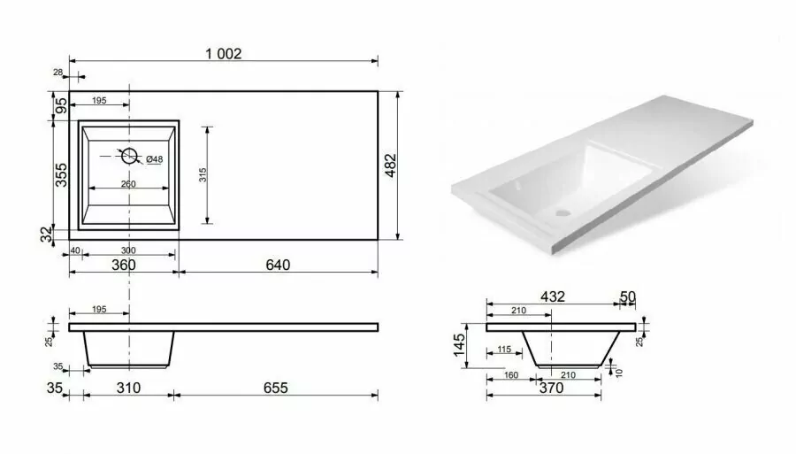 Тумба напольная Style Line Даллас 100 Люкс Plus Эмаль с раковиной Даллас 100 под стиральную машину, два ящика, левая, белая