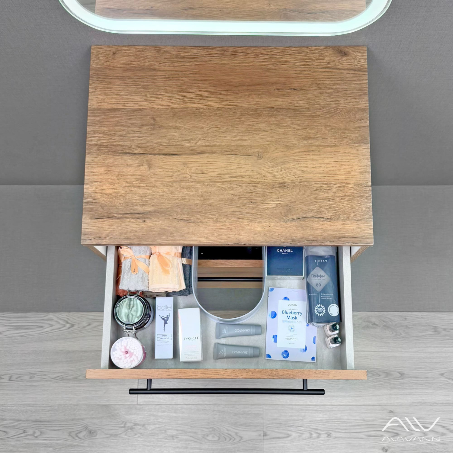 Тумба подвесная Alavann Rondo 60 под накладную раковину, дуб