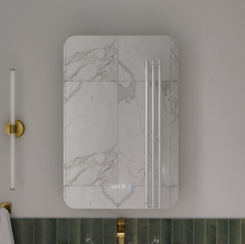 Зеркало-шкаф EQUIL Desert 57 с подсветкой, R, амарок