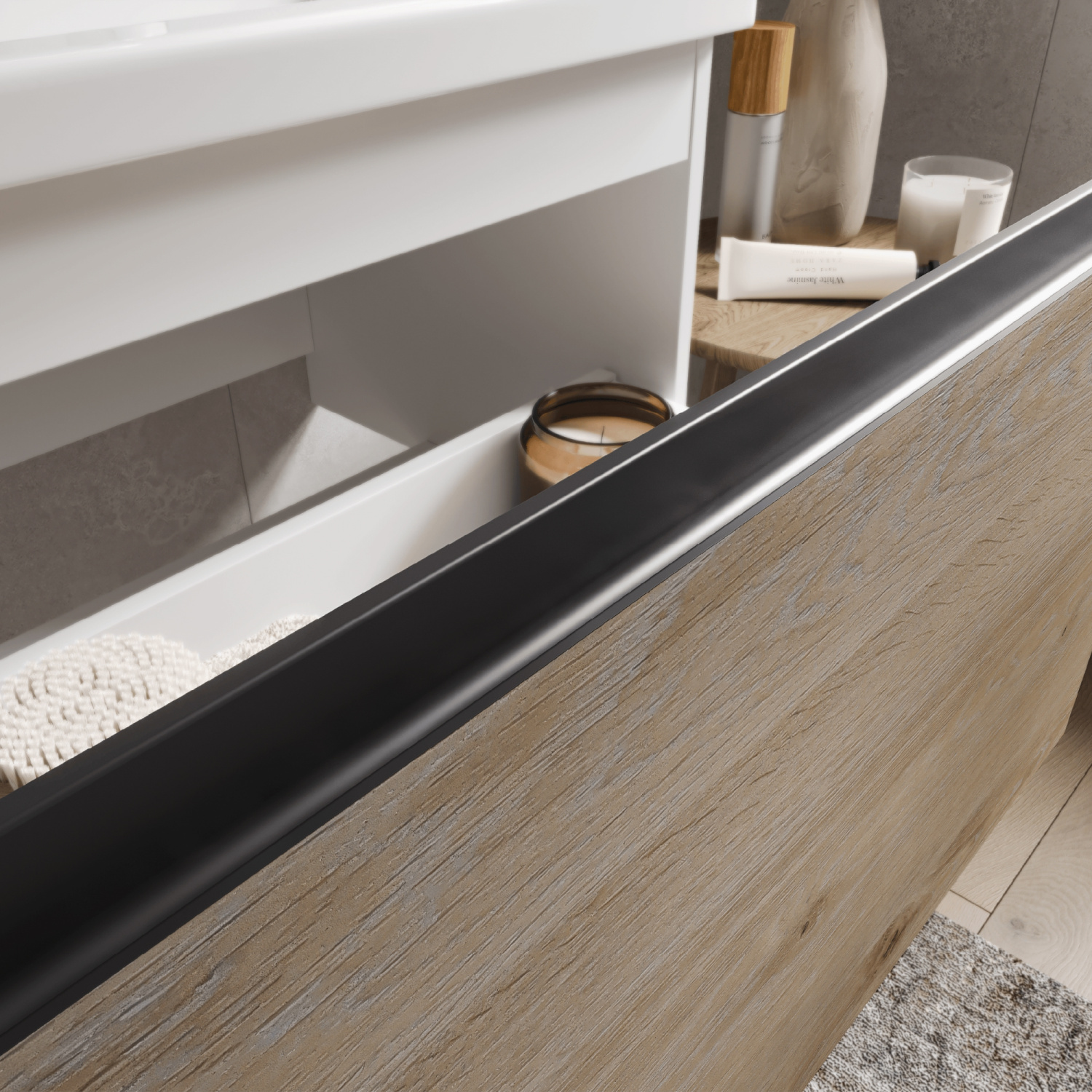 Тумба подвесная Vigo Cross 600-0-1 с раковиной Como 60, 1 ящик, дуб давос/белый