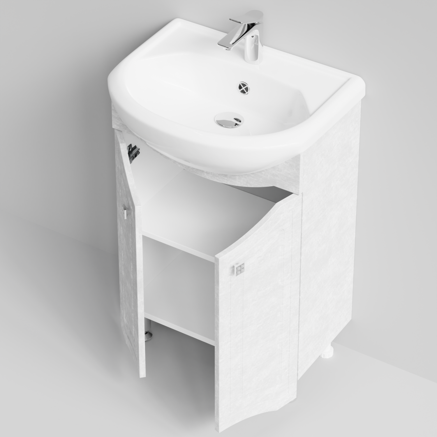 Тумба с раковиной Адам 55 напольная, Белый камень