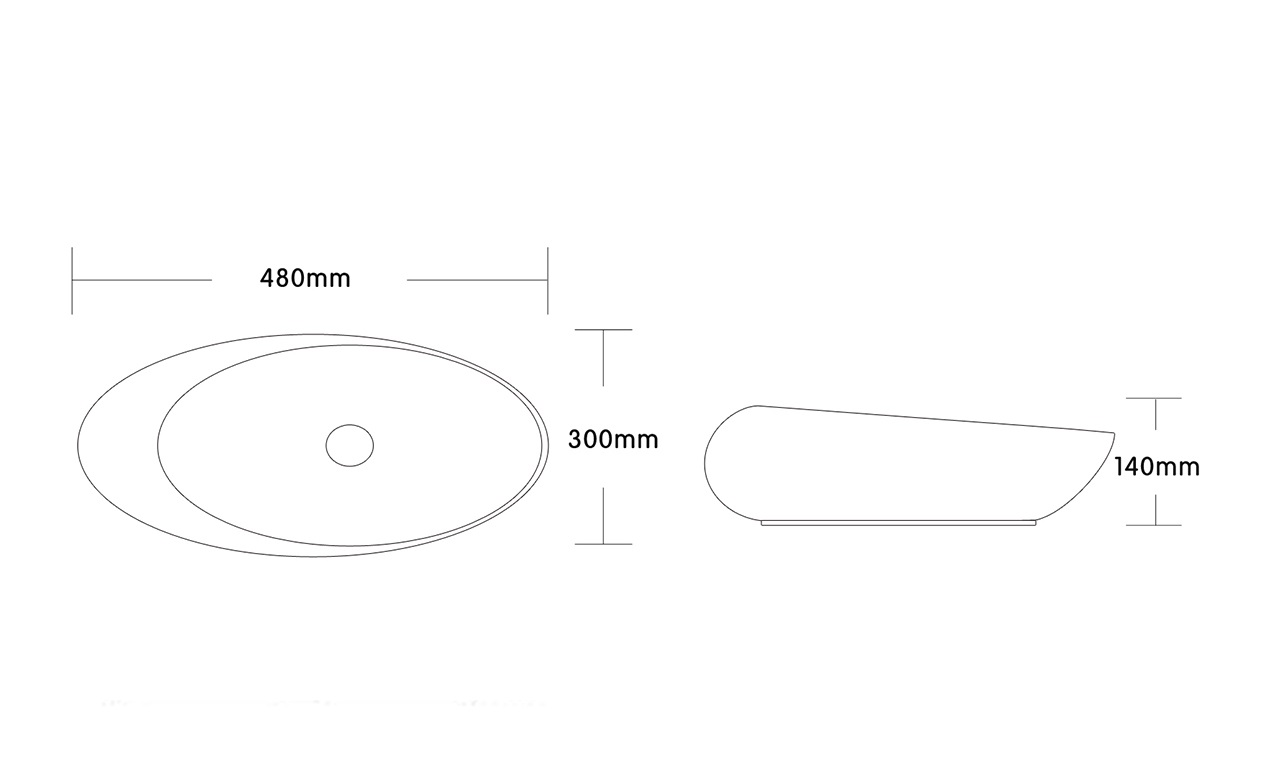 Раковина Ceruttispa CR0058A накладная, белая, смещенный овал 480х300х140