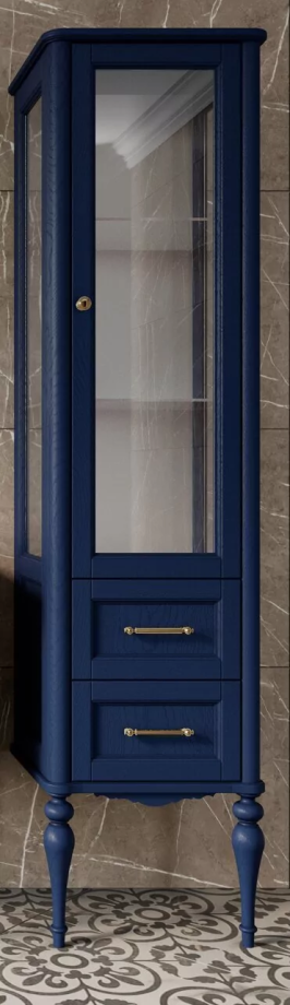 Пенал напольный ValenHouse Эстетика 50 R витрина, синий, золото