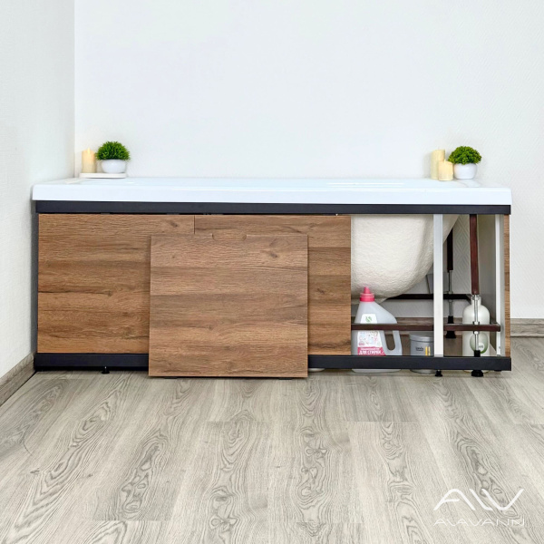 Экран под ванну Alavann Rita Black 160 раздвижной со съемной дверкой дуб