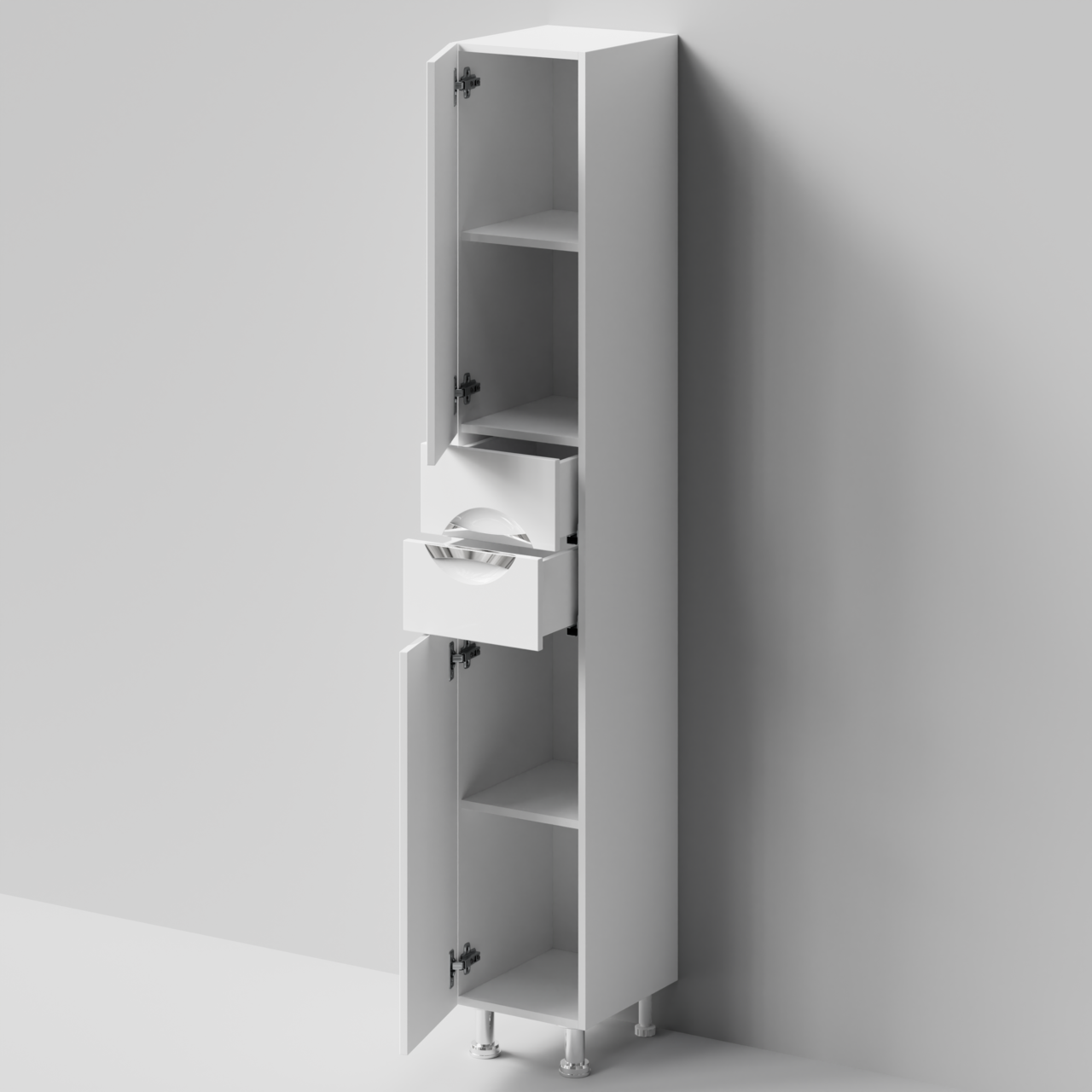 Пенал Vod-ok Лира 30 L/R напольный, с ящиками, белый