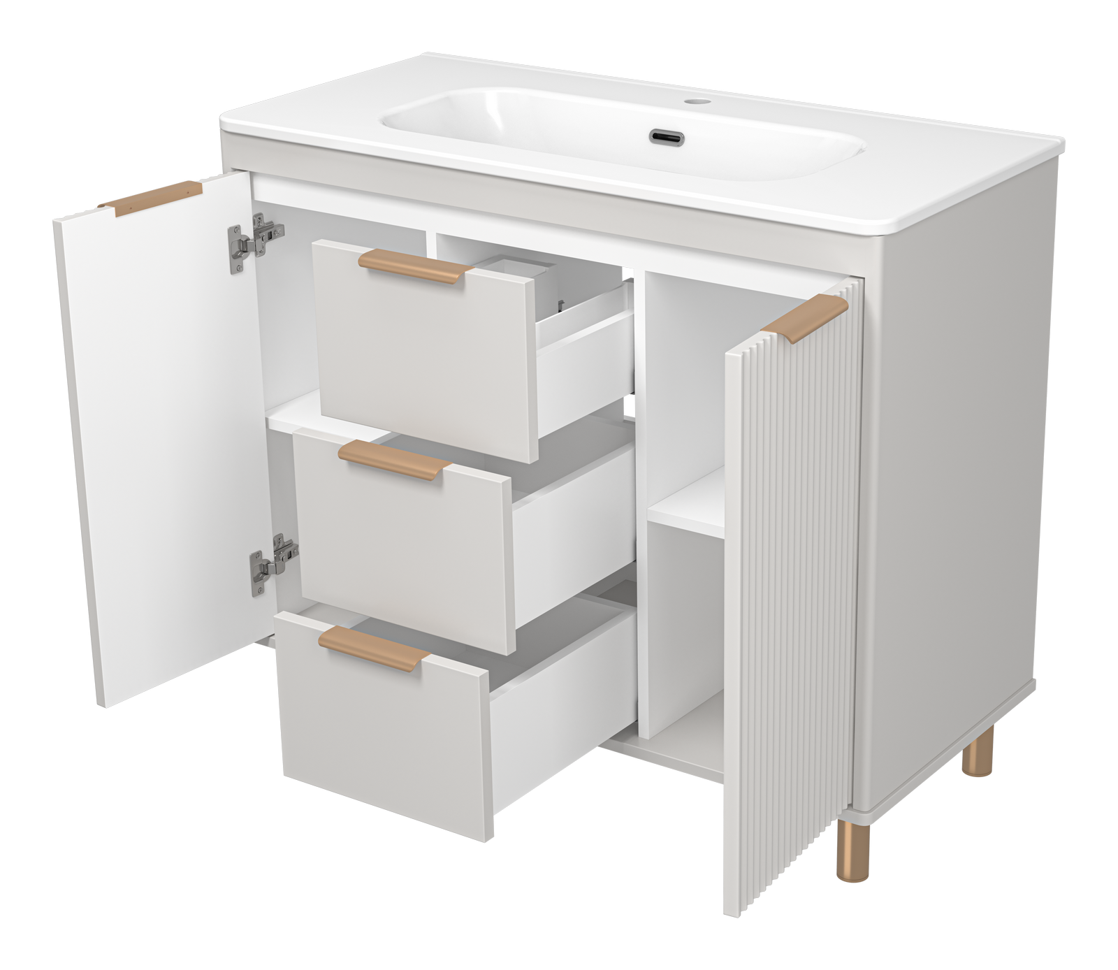 Тумба с раковиной Brevita Risacca Crema 100 напольная, серый