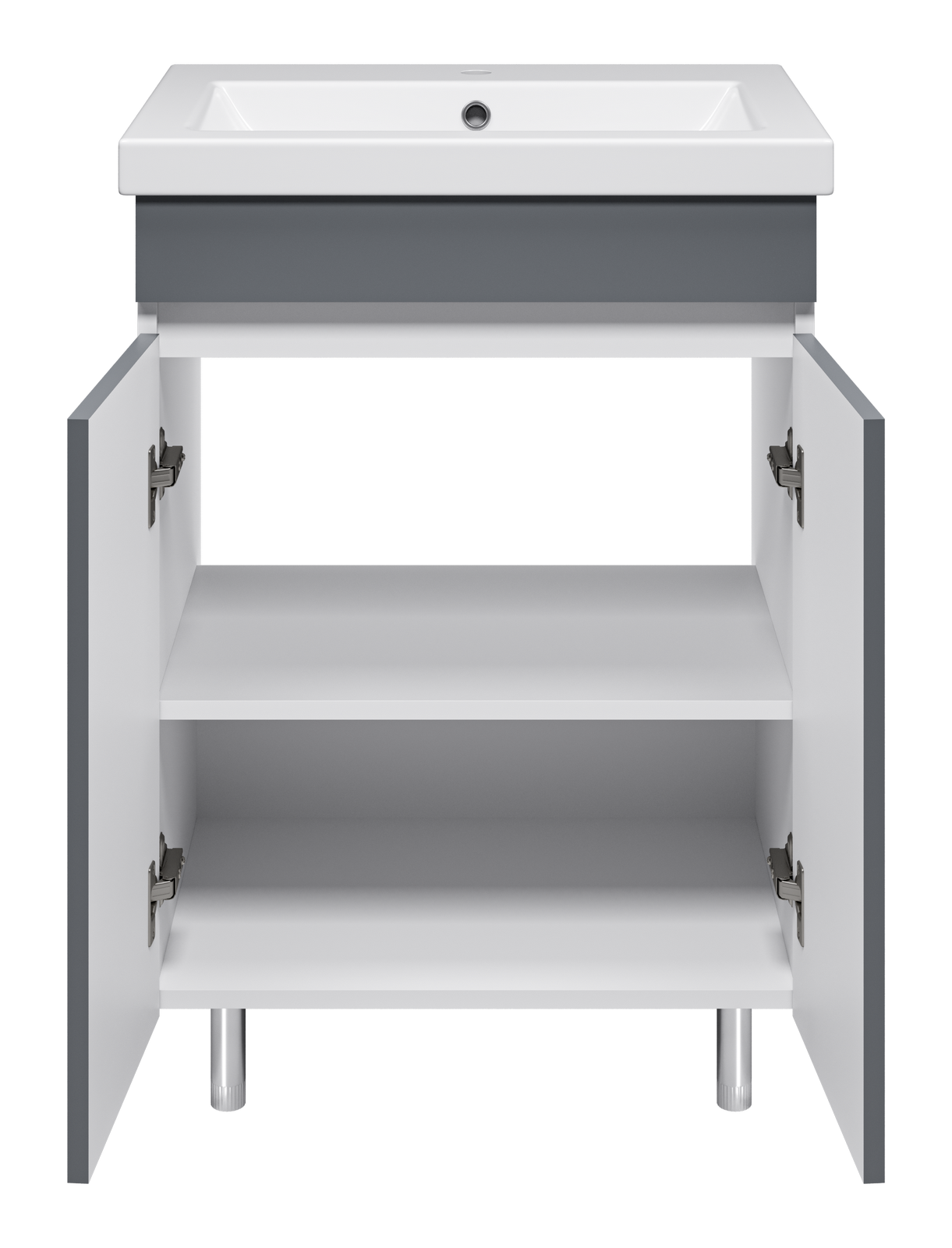 Тумба Misty Майна 60 с раковиной Como 60, напольный, графит/белый