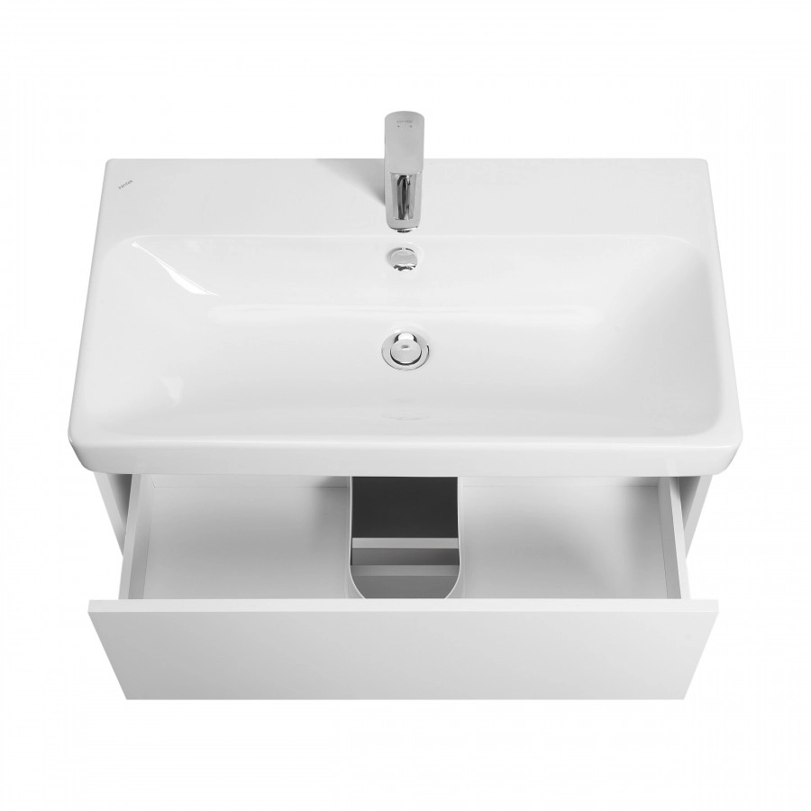 Тумба Aquaton Сканди Doors 80 с раковиной Адриана 80, 2 ящика, подвесная, белый