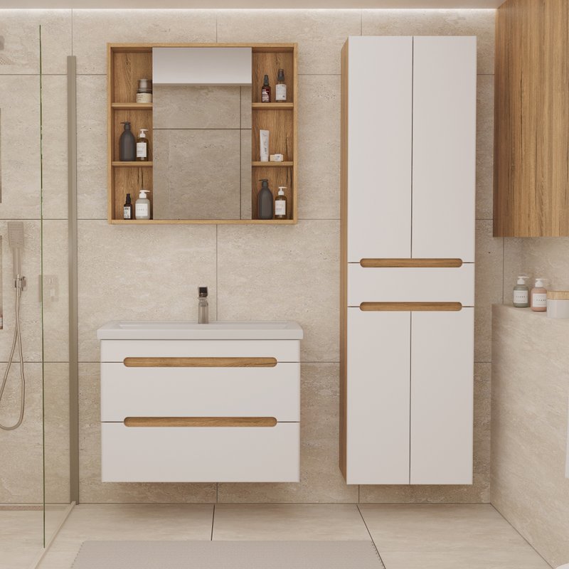 Шкаф напольный/подвесной SanStar Diva/Модена 50 белый, дуб вотан