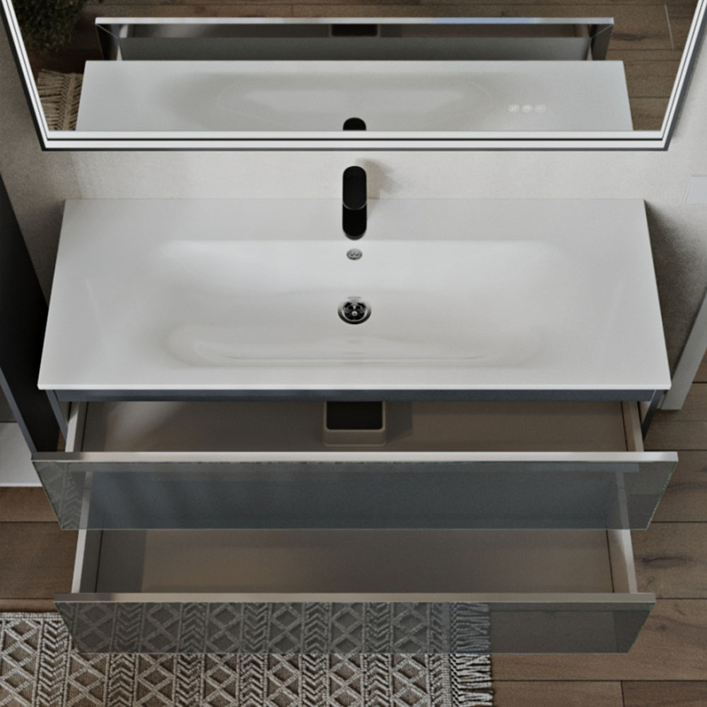 Тумба с раковиной подвесная (120 см) Terminus Vega VEG101202701601OSL, графит