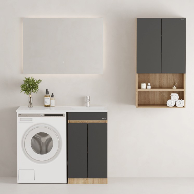 Шкаф навесной Onika Маркус Нова 60 серый/дуб сонома, (разборный)