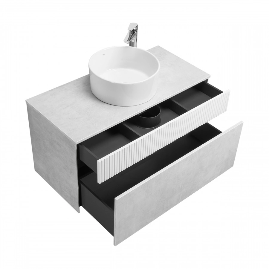 Тумба Aquaton Марбл слэйт 100 с раковиной MILA 40х40, белый матовый