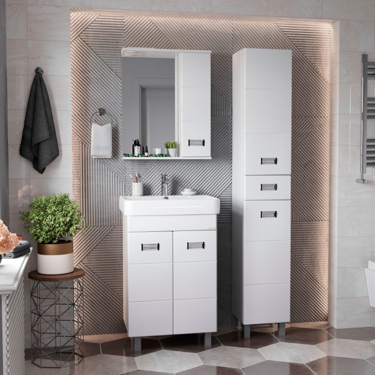 Тумба Onika Балтика-Квадро 60 с раковиной Адриана 60, напольная, белая