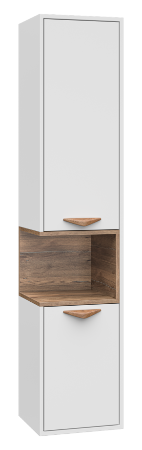 Пенал Brevita Bergen 35 подвесной, R, белый/дуб галифакс олово