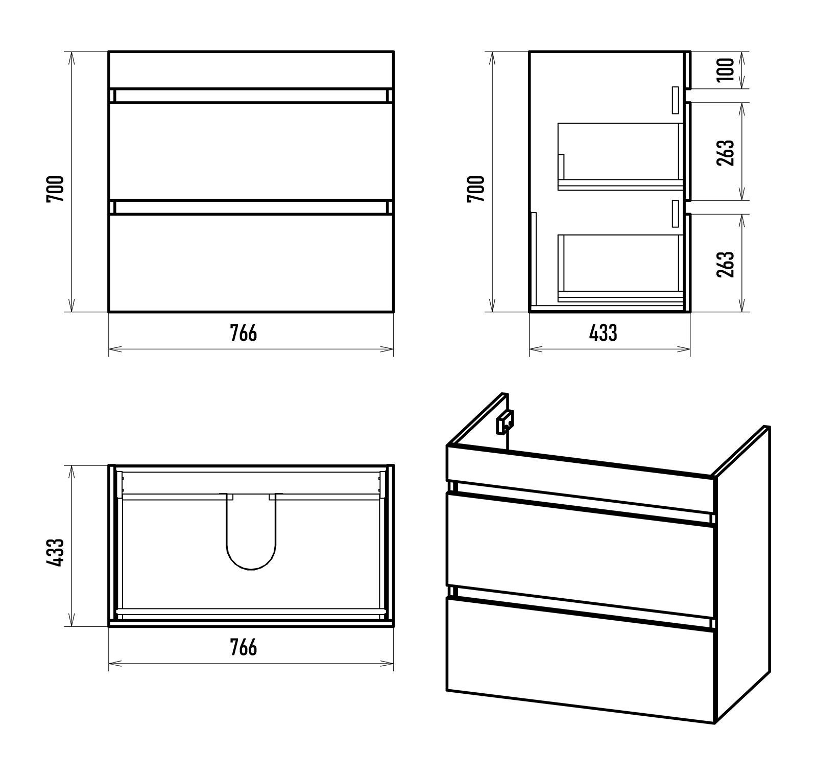 Тумба с раковиной Misty Мира 80 белый
