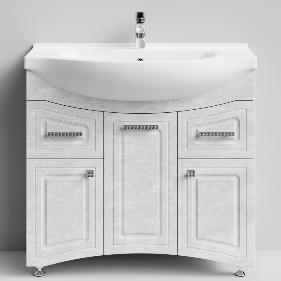 Тумба с раковиной Адам 90 напольная, Белый камень, петли справа