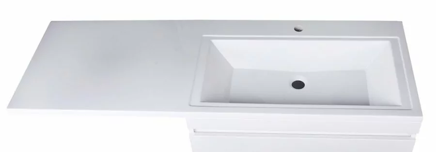 Тумба напольная Style Line Даллас 150 люкс plus ПВХ с раковиной Даллас 150 под стиральную машину, 2 ящика, правая, белая