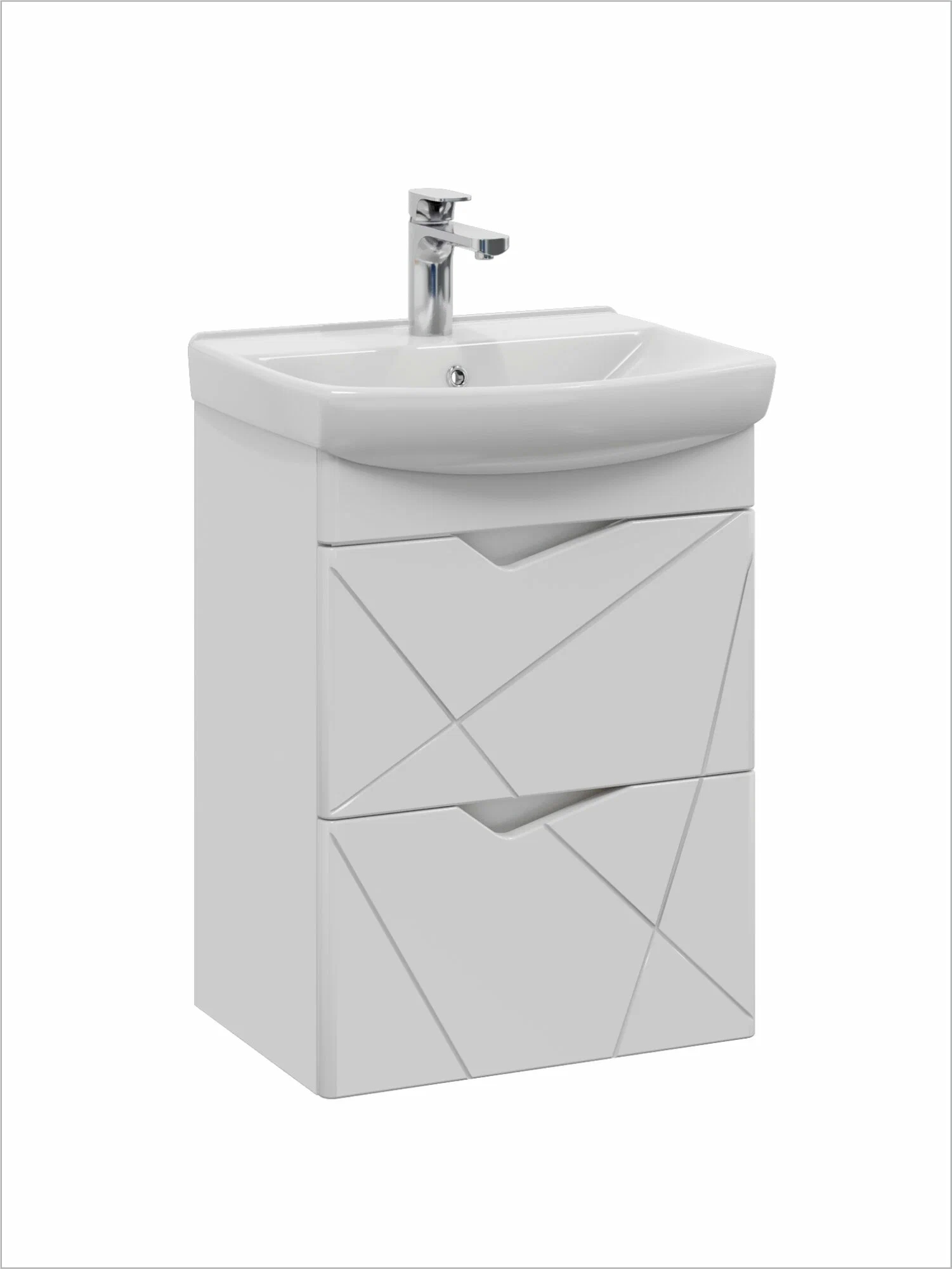 Тумба подвесная SanStar Линни 50 с раковиной Клермонт 50, белая