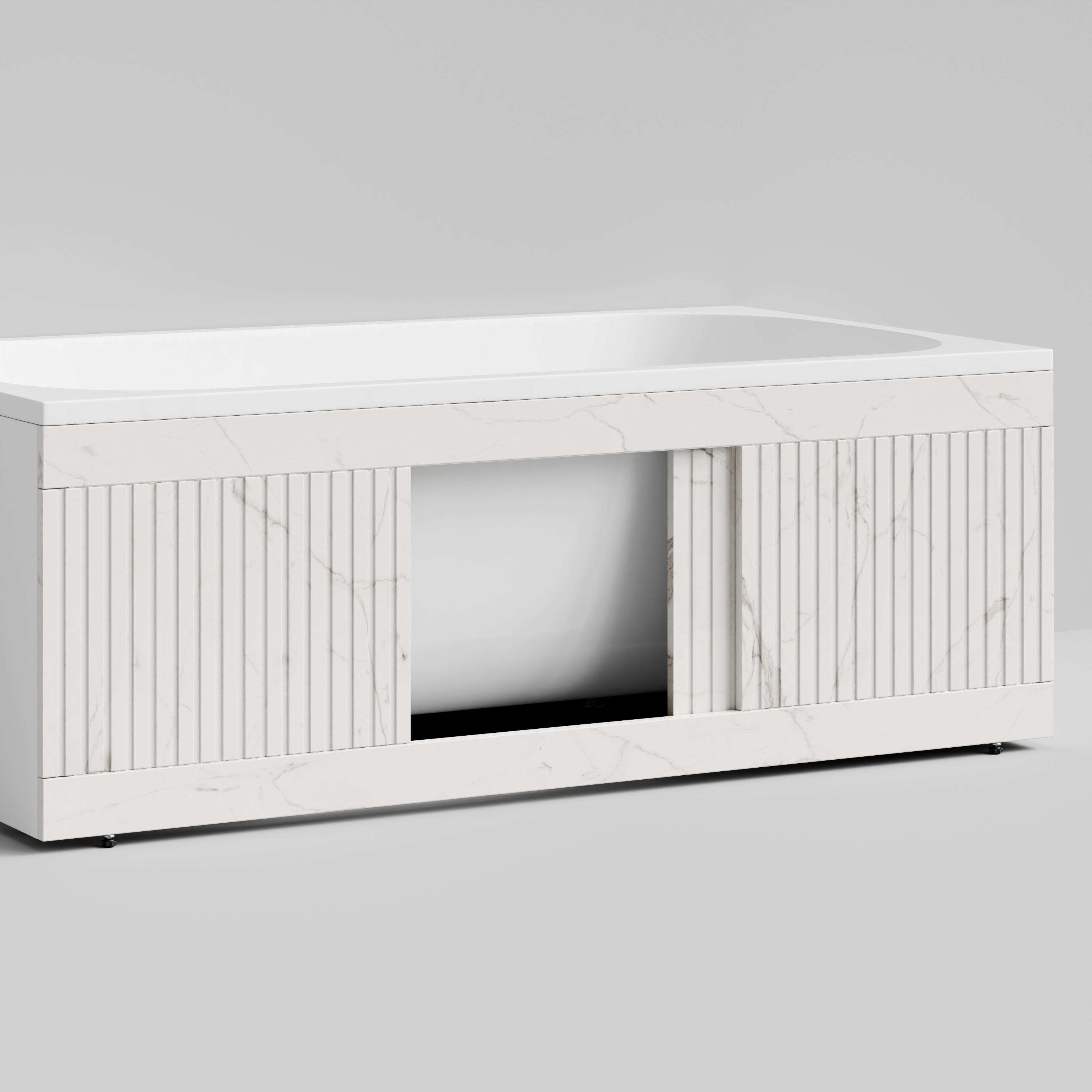 Экран под ванну Vod-ok Тач 150 раздвижной Мрамор Белый натур милк