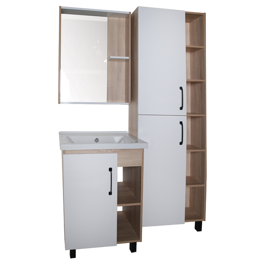 Мебель для ванной Асб-мебель Адель 60 комплект, напольный, белый/дуб сонома