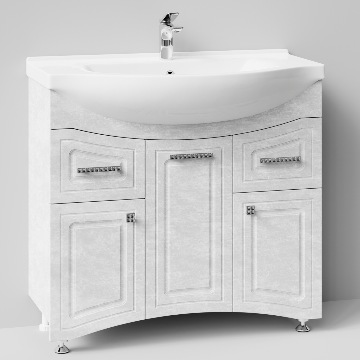 Тумба с раковиной Адам 90 напольная, Белый камень, петли слева