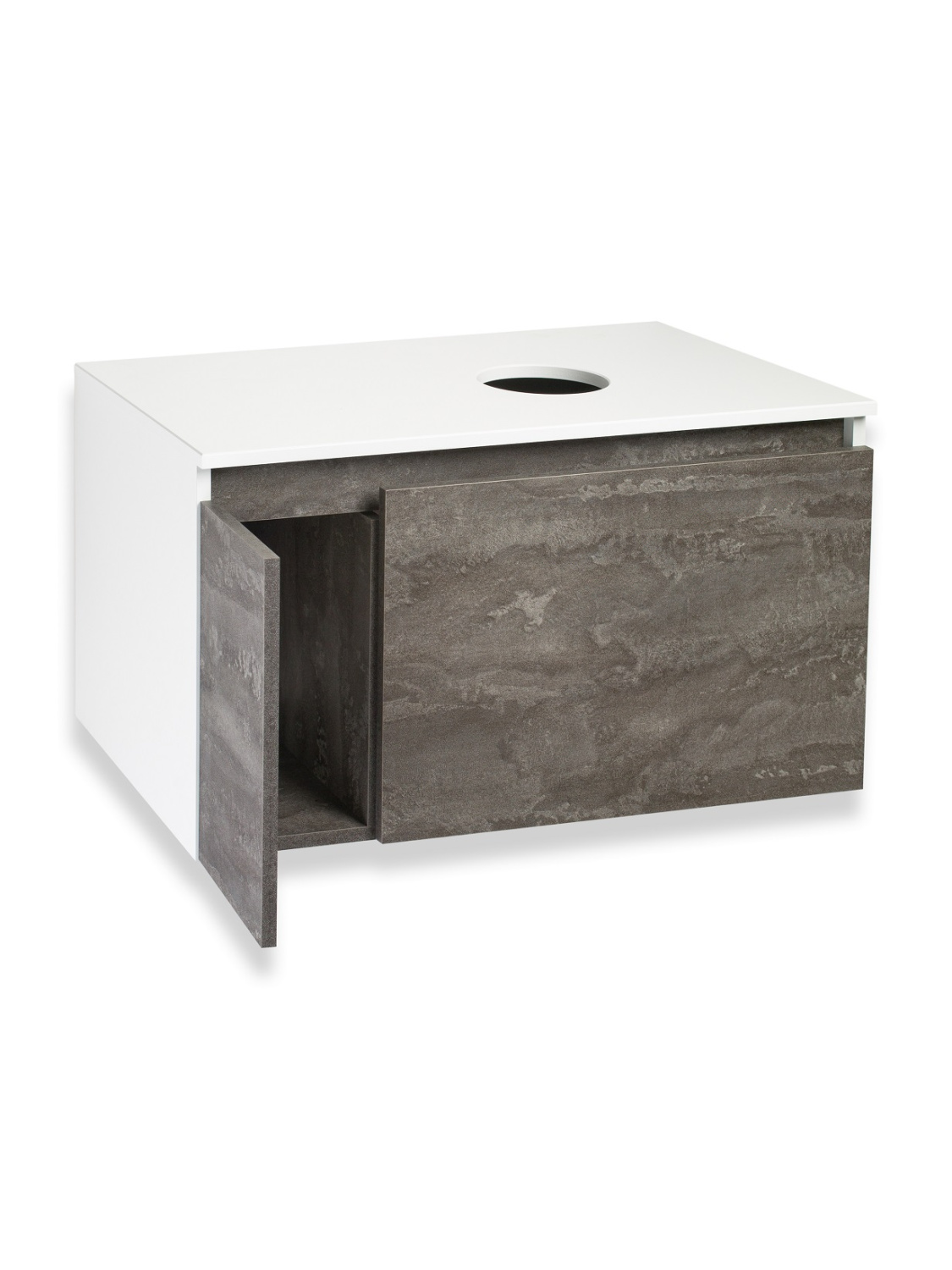 Тумба подвесная Runo Бари 80 под накладную раковину, железный камень/белый