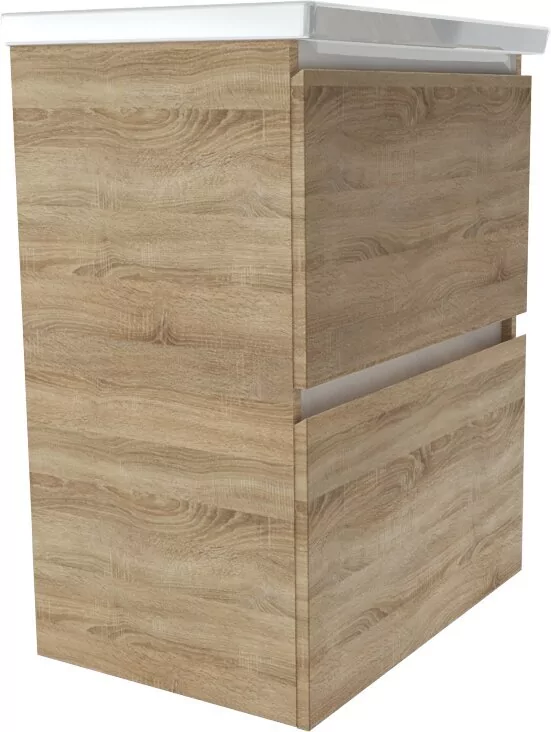 Тумба подвесная 1Marka New Aris 70П с раковиной Como 70, 2 ящика, дуб сонома