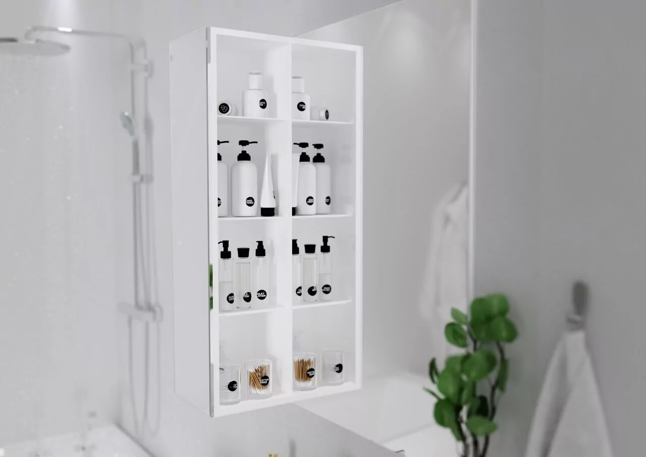 Шкаф навесной 1Marka Cube 25П с зеркалом, белый