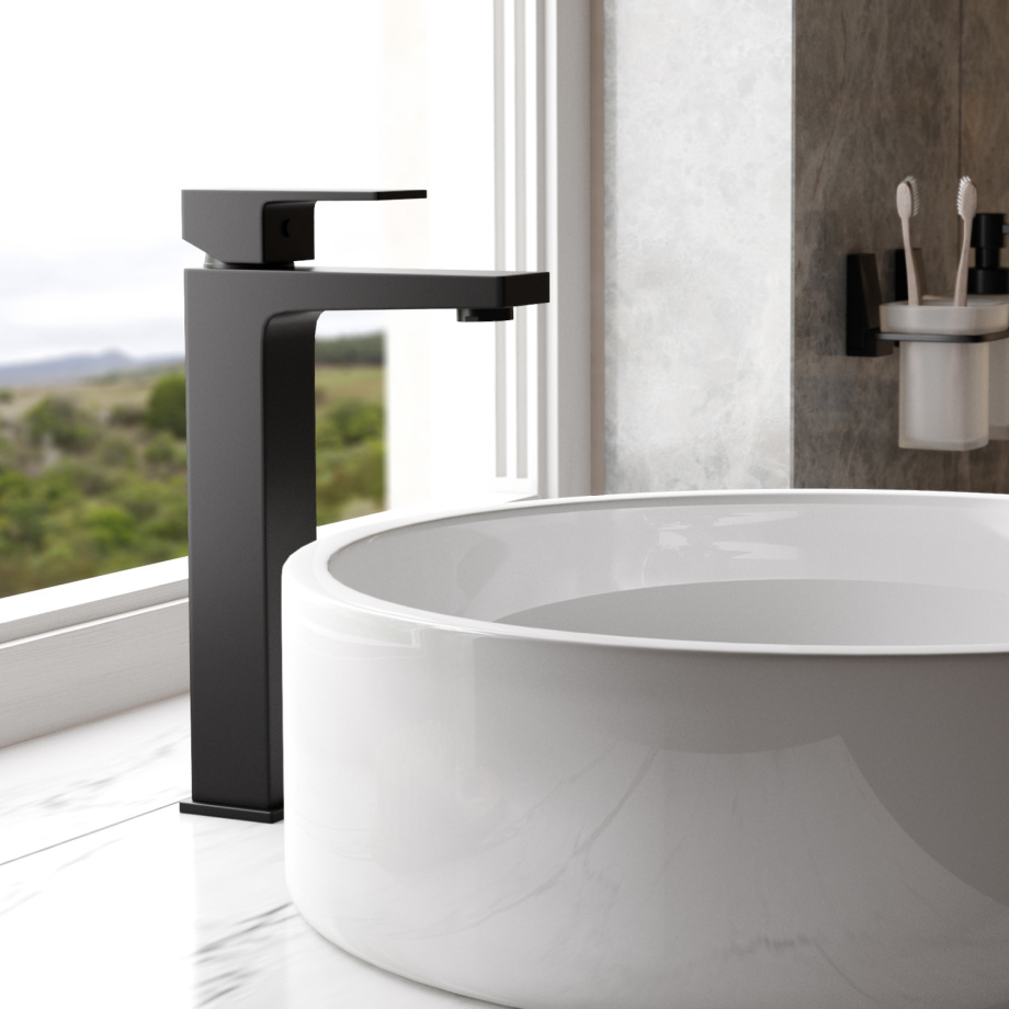 Смеситель для раковины WasserKRAFT Abens 2003H черный Soft-touch