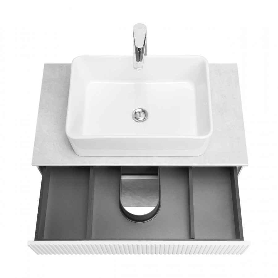 Тумба Aquaton Марбл слэйт 80 с раковиной MILA 50х35, белый матовый