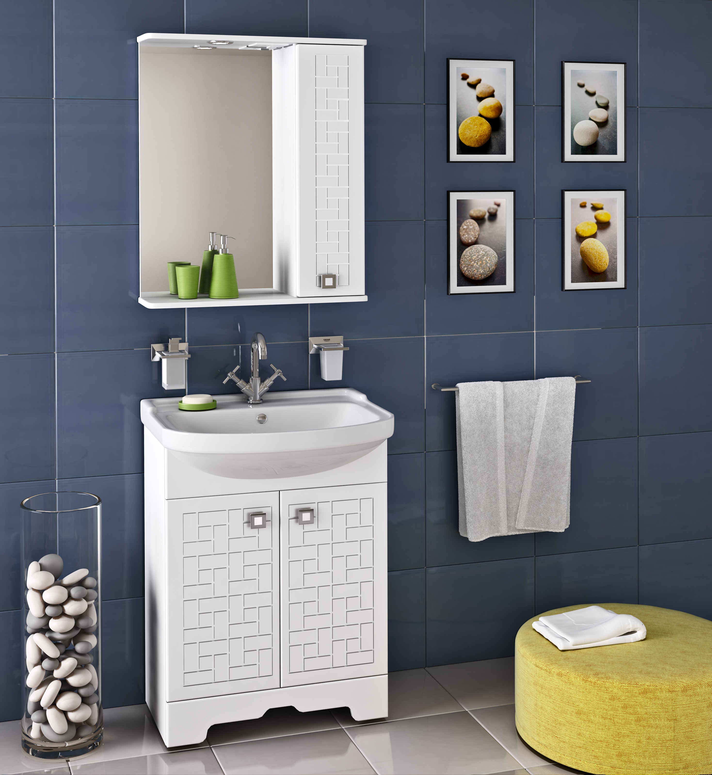 Тумба напольная Runo Авила 60 с раковиной Уют 60, белый