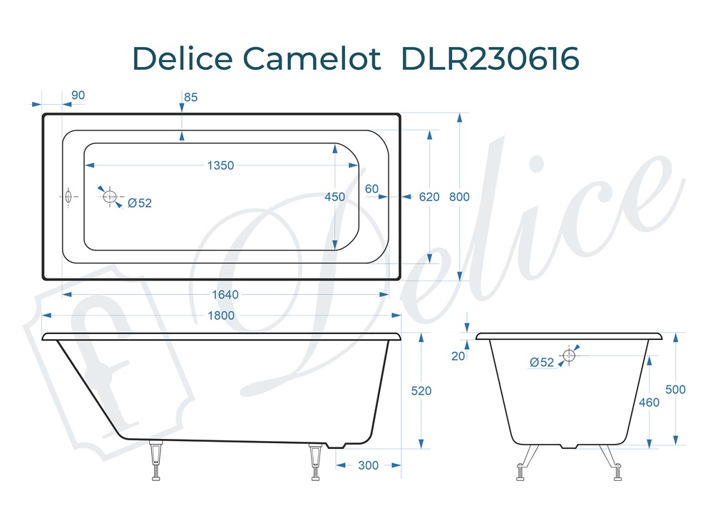 Ванна чугунная Delice Camelot 180х80 DLR230616